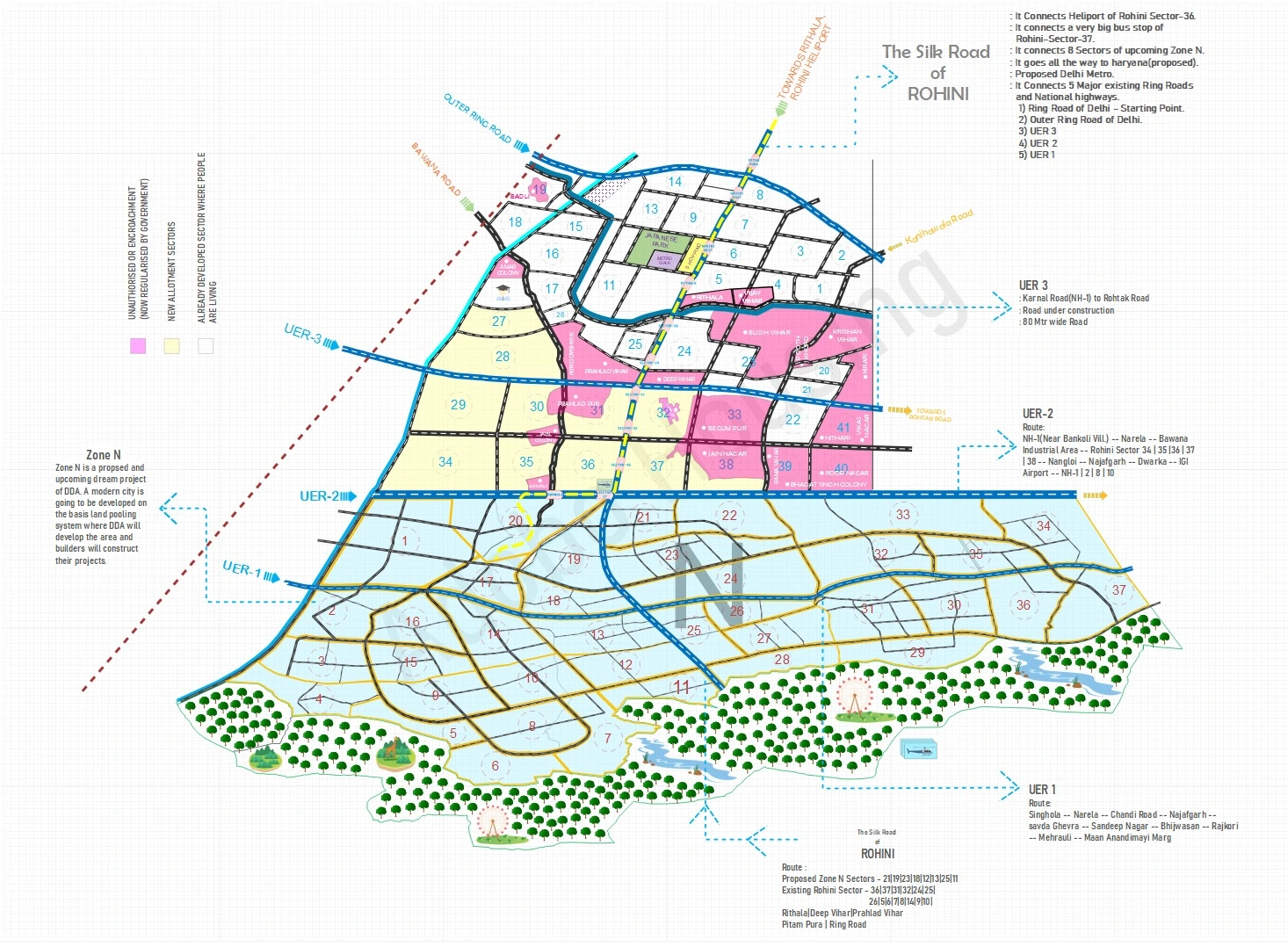 Futuristic development of Rohini, Zone-N & Silk Road