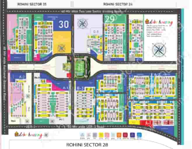 High resolution layout plan map of Rohini Sector 29 & 30
