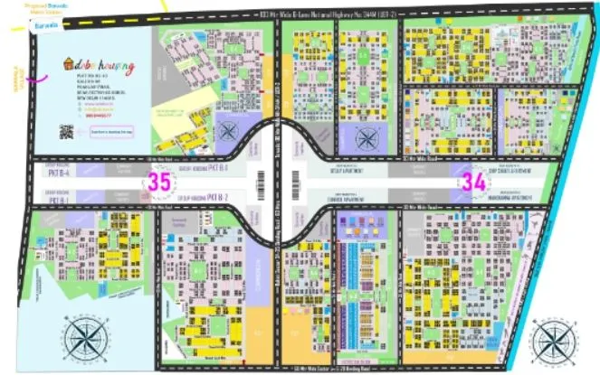 High resolution layout plan map of Rohini Sector 34 & 35